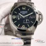 Perfect Replica Panerai GMT Power Reserve 45MM Watch - PAM00321 316L Stainless Steel Case And Bracelet Black Dial